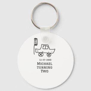 Michael turning two birthday toy car traffic light key ring