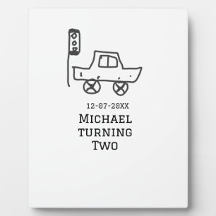 Michael turning two birthday toy car traffic light plaque
