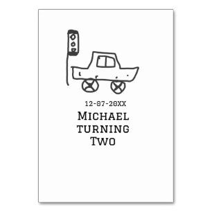 Michael turning two birthday toy car traffic light table number
