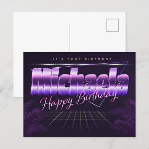 Michaela Name Vorname lila Postkarte Geburtstag Postcard