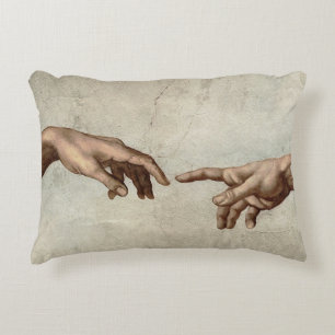 Michaelangelo hands creation adam god decorative cushion