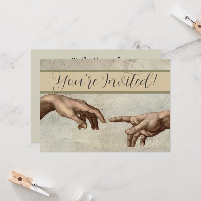 Michaelangelo hands creation adam god invitation (Front/Back In Situ)