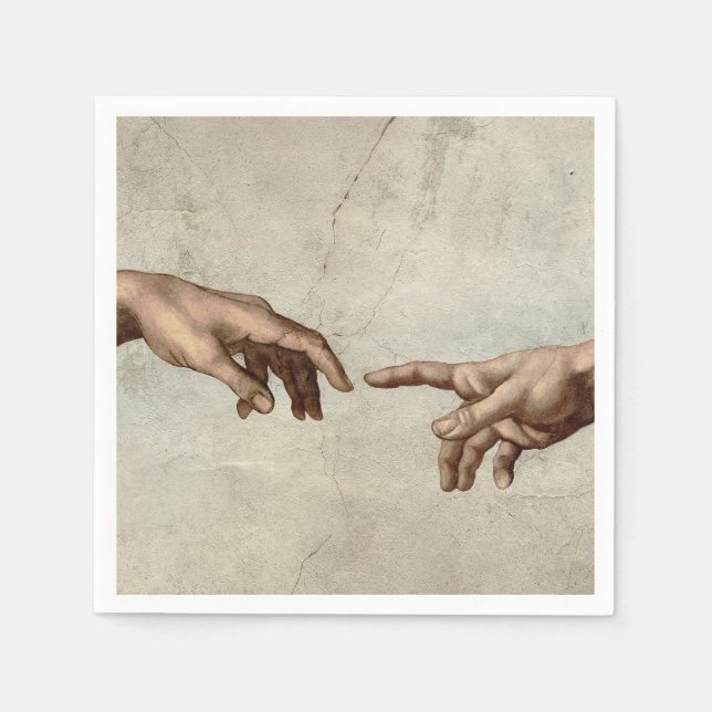 Michaelangelo hands creation adam god napkin (Front)
