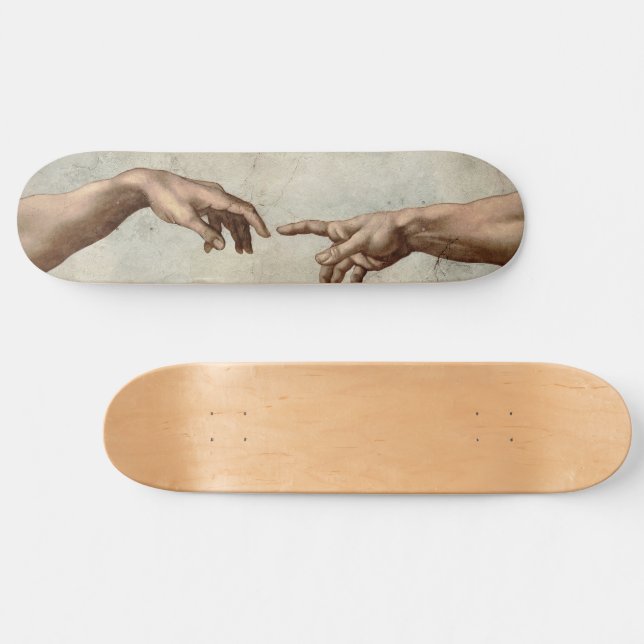 Michaelangelo hands creation adam god skateboard (Horz)