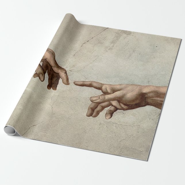 Michaelangelo hands creation adam god wrapping paper (Unrolled)