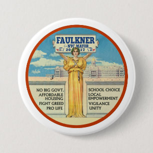 Michel Faulkner for New York City Mayor 2017 7.5 Cm Round Badge