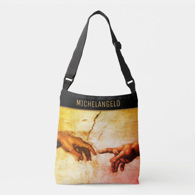 Michelangel Hands Vintage Art & Calligraphy Crossbody Bag (Front)