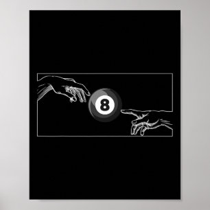 Michelangelo Artistic Billiards Hand Of God Black Poster