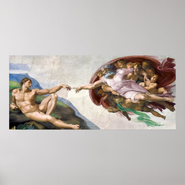 Michelangelo Buonarroti's The Creation of Adam Poster (Front)