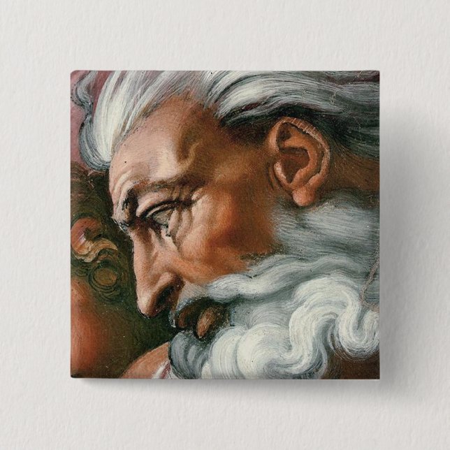 Michelangelo Creation Adam God Art 15 Cm Square Badge (Front)