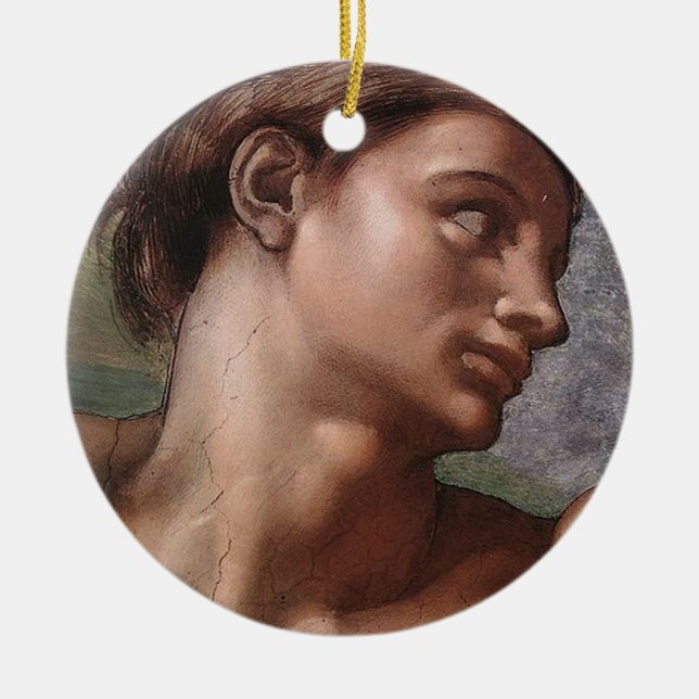 Michelangelo Creation Adam God Art Ceramic Tree Decoration (Front)