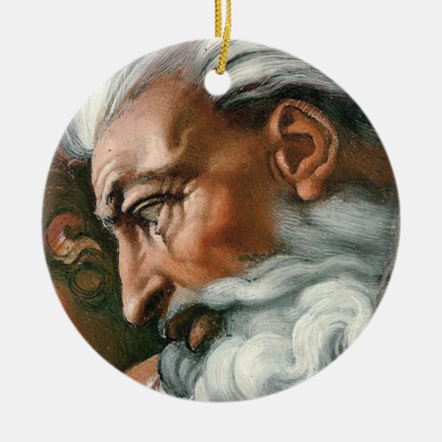 Michelangelo Creation Adam God Art Ceramic Tree Decoration (Front)