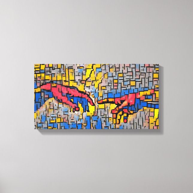 Michelangelo Creation of Adam Abstract & Colourful Canvas Print (Front)