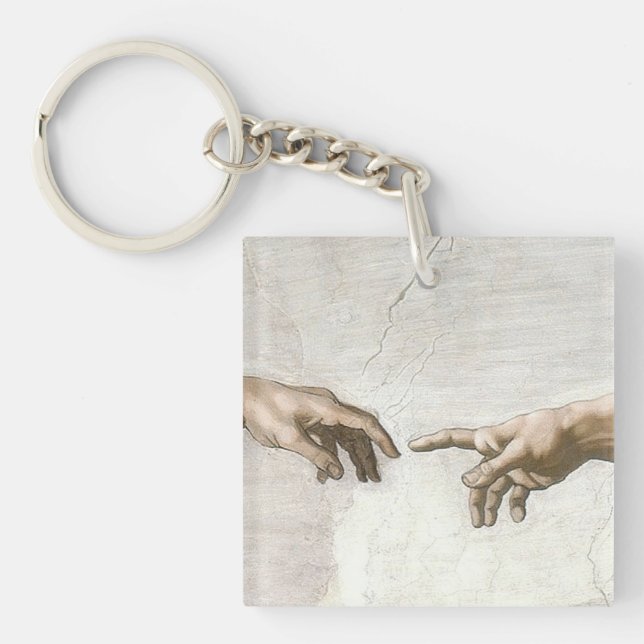 Michelangelo Creation of Adam Hands Fine Art Key Ring (Front)