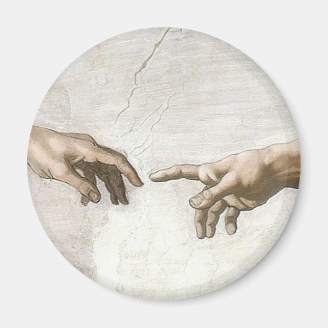 Michelangelo Creation of Adam Hands Fine Art Magnet (Front)