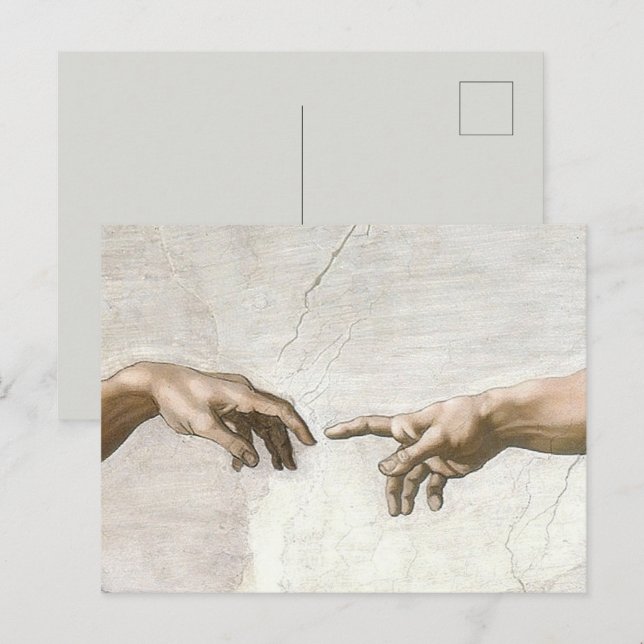 Michelangelo Creation of Adam Hands Fine Art Postcard (Front/Back)