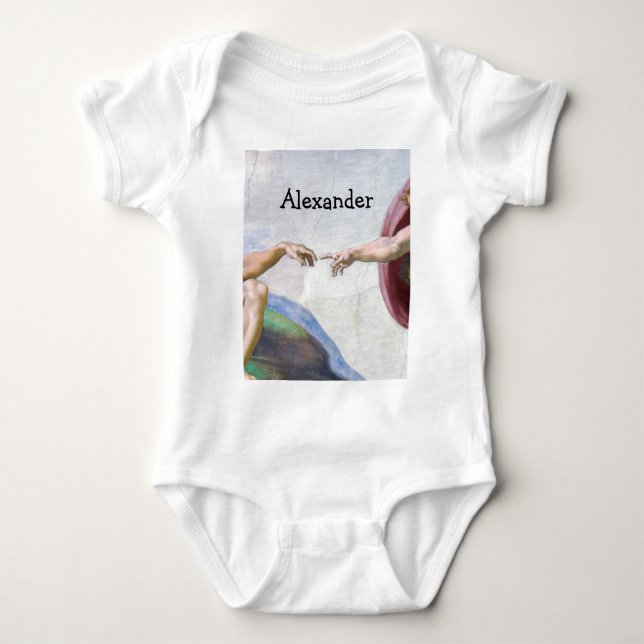 Michelangelo - Creation of Adam Isolated Baby Bodysuit (Front)