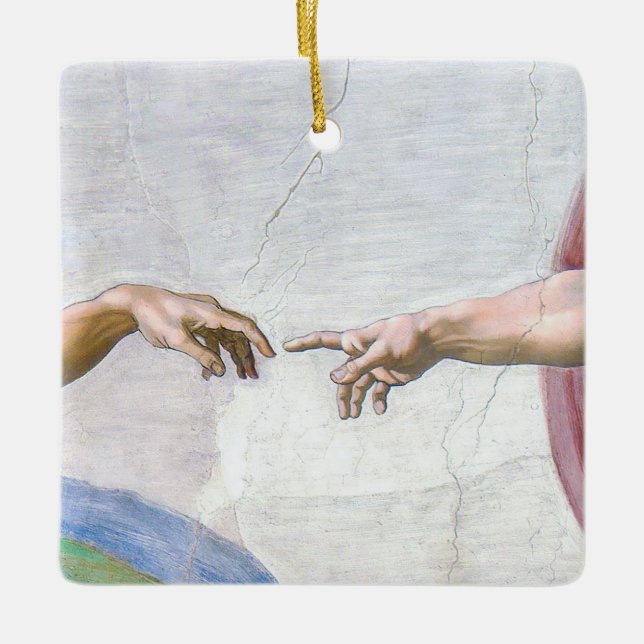 Michelangelo - Creation of Adam Isolated Ceramic Ornament (Front)