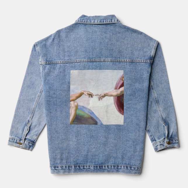 Michelangelo - Creation of Adam Isolated Denim Jacket (Back)