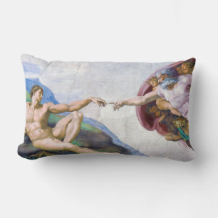 Michelangelo - Creation of Adam Isolated Lumbar Cushion
