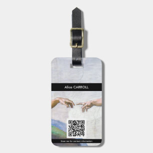 Michelangelo - Creation of Adam Isolated - QR Code Luggage Tag