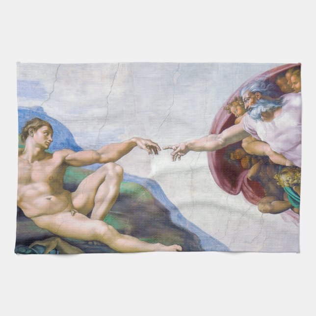 Michelangelo - Creation of Adam Isolated Tea Towel (Horizontal)