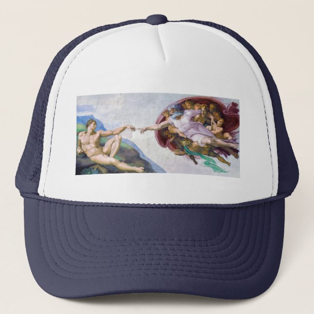 Michelangelo - Creation of Adam Isolated Trucker Hat (Front)
