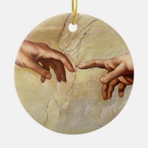 Michelangelo Creation of Adam Sistine Chapel Ceramic Tree Decoration