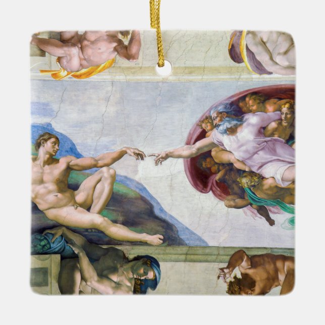 Michelangelo - Creation of Adam, Sistine Chapel's Ceramic Ornament (Front)