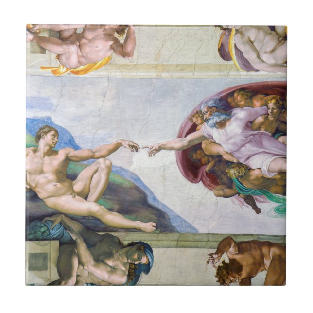 Michelangelo - Creation of Adam, Sistine Chapel's Tile (Front)