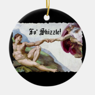 Michelangelo Creation Of Man Fist Bump Fo Shizzle Ceramic Tree Decoration