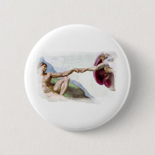 Michelangelo Creation Of Man - God Adam Fist Bump 6 Cm Round Badge