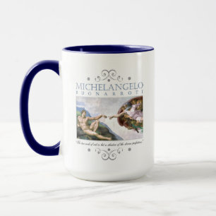 Michelangelo Creation of Man Painting with Quote Mug