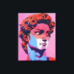 Michelangelo David Neon Pop Art Illustration Canvas Print<br><div class="desc">This striking vector illustration reimagines the iconic face of Michelangelo's David. Featuring strong outlines,  bold colours,  and pop culture influences,  this high-resolution digital painting captures the detailed facial features with a sharp focus. The smooth gradients and vibrant colour palette make this a standout piece of modern art.</div>