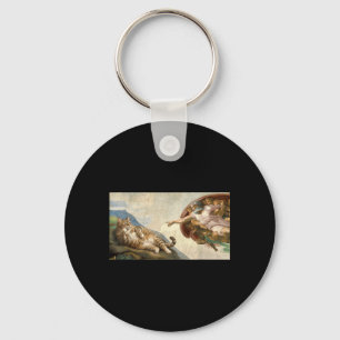 Michelangelo Hand Of God Parody Cat And Adam Key Ring