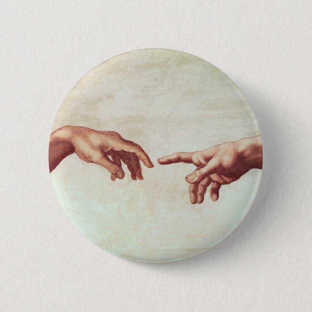 Michelangelo Hands 6 Cm Round Badge (Front)