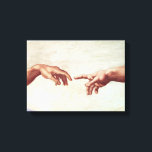 Michelangelo Hands Canvas Print<br><div class="desc">Michelangelo Hands canvas print. Fresco Sistine Chapel. One of the most iconic scenes in Western art. This detail from Michelangelo’s creation of Adam shows God reaching down to touch fingers with his creation. The work is charged with religious and cultural import and stands as one of the most recognised images...</div>
