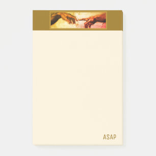 Michelangelo Hands Vintage Art ASAP on ivory Post-it Notes