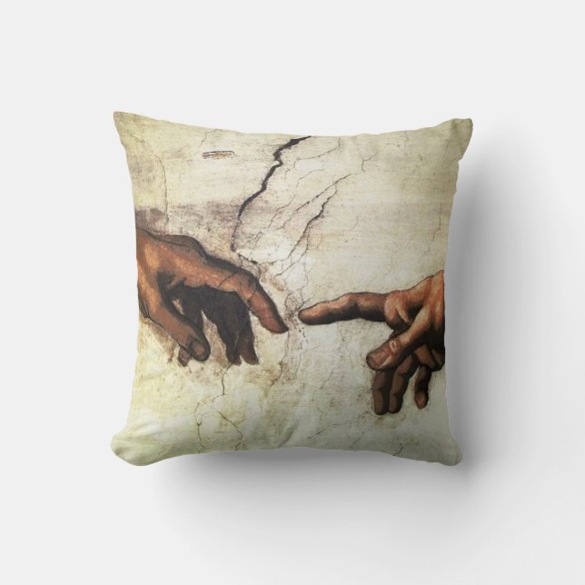 Michelangelo hands vintage art cushion (Front)
