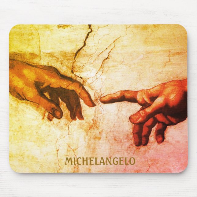 Michelangelo Hands Vintage Art Mouse Mat (Front)
