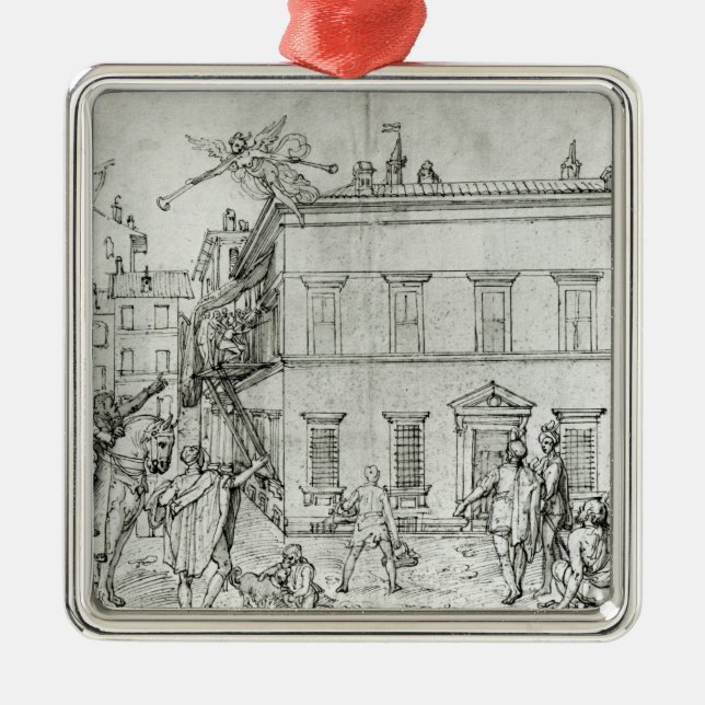 Michelangelo on horseback, visiting an artist metal tree decoration (Front)