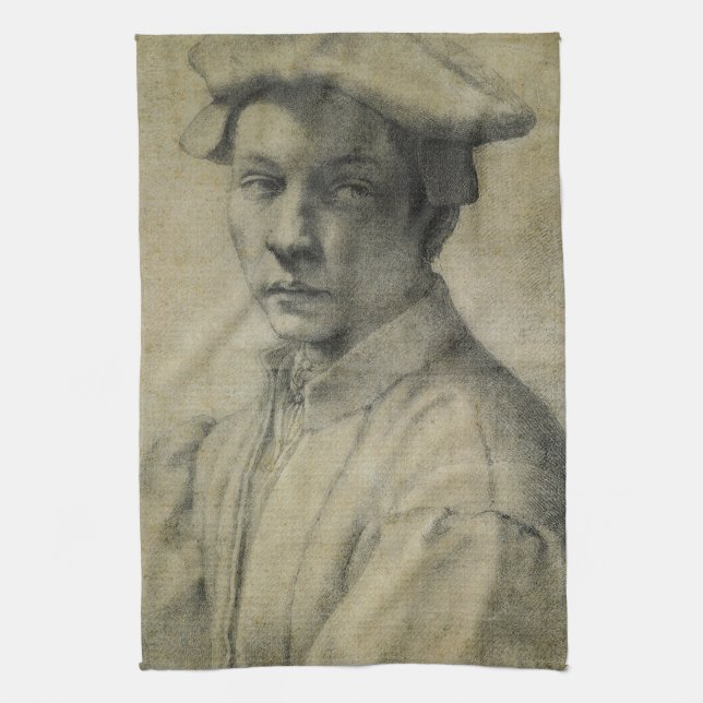 Michelangelo Portrait of Andrea Quaratesi   Tea Towel (Vertical)