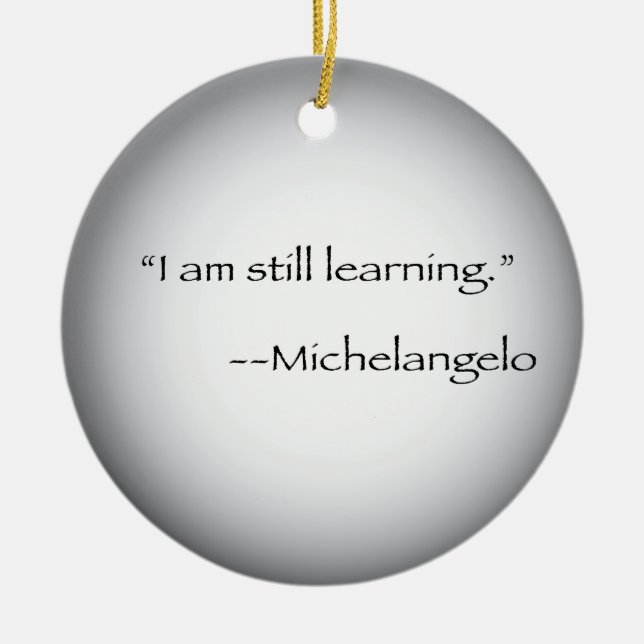 Michelangelo quote ceramic tree decoration (Front)