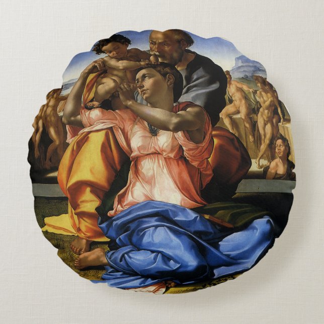 Michelangelo 's Doni Tondo or Doni Madonna Round Cushion (Front)