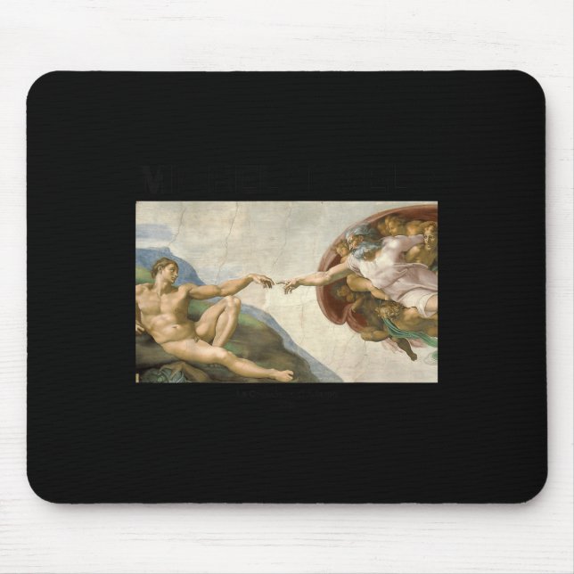 Michelangelo - The Creation Of Adam _ Famous Paint Mouse Mat (Front)