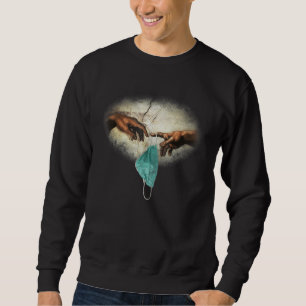Michelangelo The Creation of Adam with face mask Sweatshirt