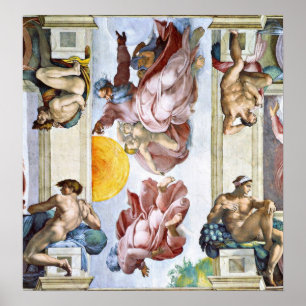 Michelangelo - The creation of sun moon and stars Poster