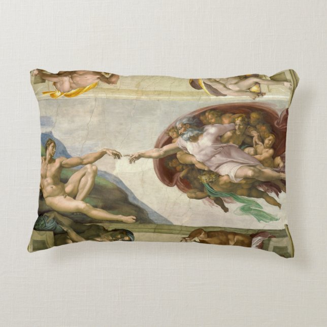 Michelangelo's Creation of Man (Creation of Adam) Decorative Cushion (Back)