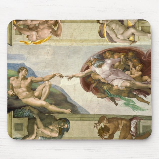 Michelangelo's Creation of Man (Creation of Adam) Mouse Mat (Front)