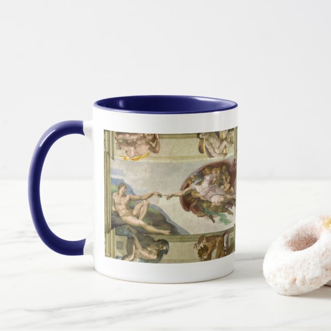 Michelangelo's Creation of Man (Creation of Adam) Mug (With Donut)